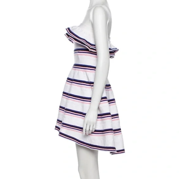 MSGM Stripe Strapless Ruffle Mini Dress - Picture 14 of 14
